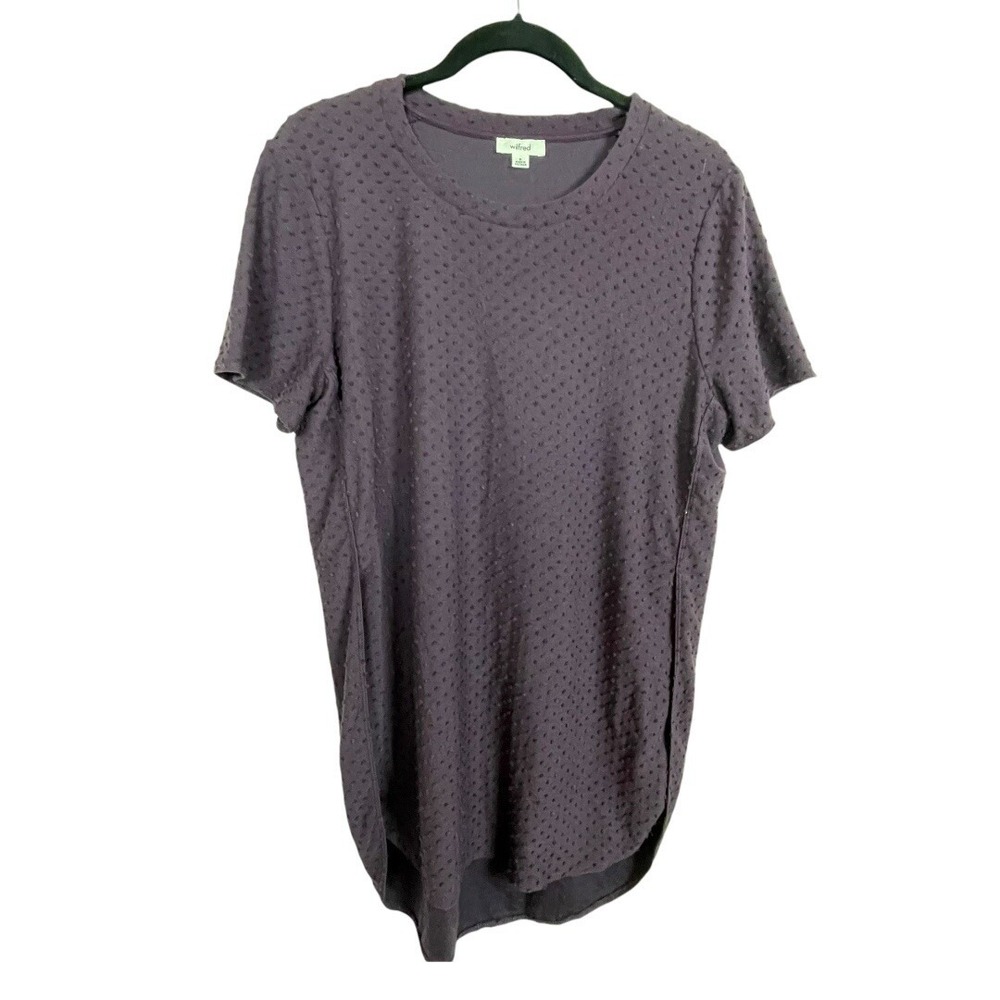 Wilfred Tunic Top M Plum Purple Swiss Dots Side Slits Rayon Blend Boho